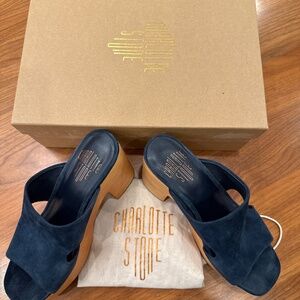 Charlotte Stone Nina Navy Suede Mules